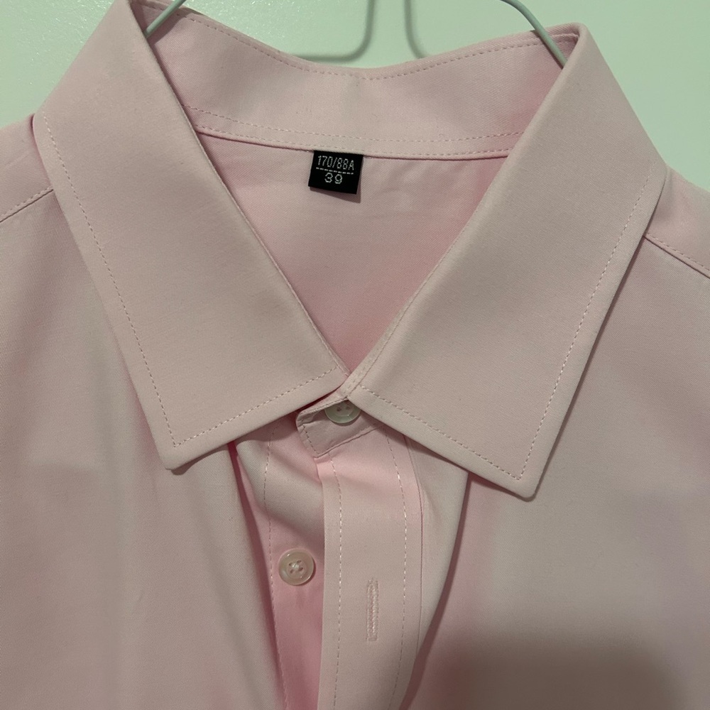 Men’s Pink Long Sleeve Dress Shirt Size 39 | Button-Down Collared Shirt - Picture 2 of 4